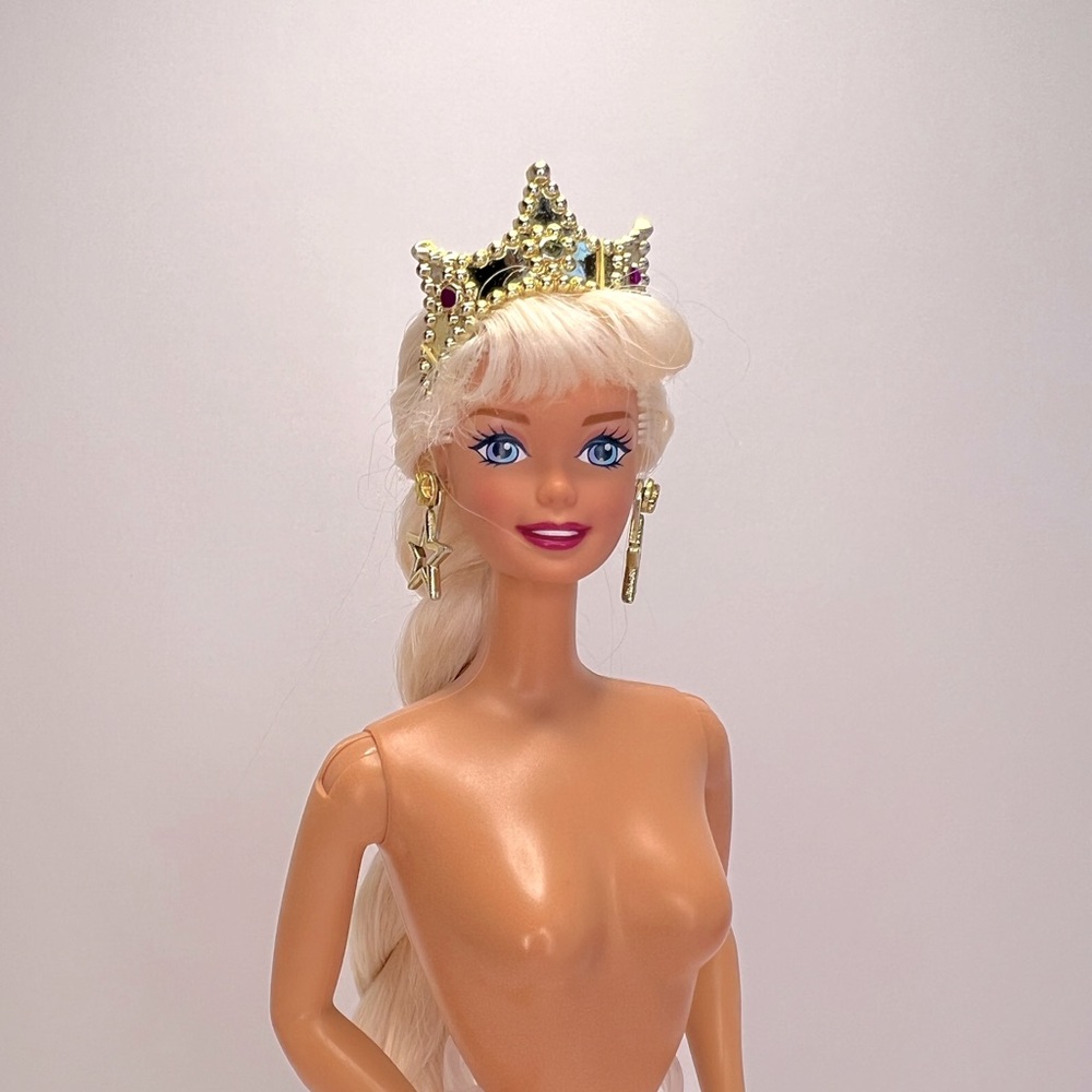 ❌SOLD❌Jewel Hair Mermaid Barbie Doll Nude + Crown & Earrings